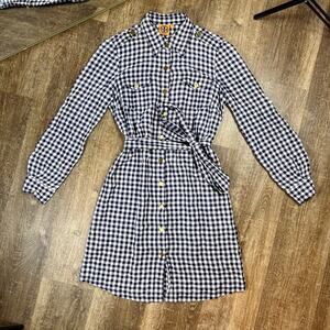 Tory Burch Blue and White Checkered Mini Dress